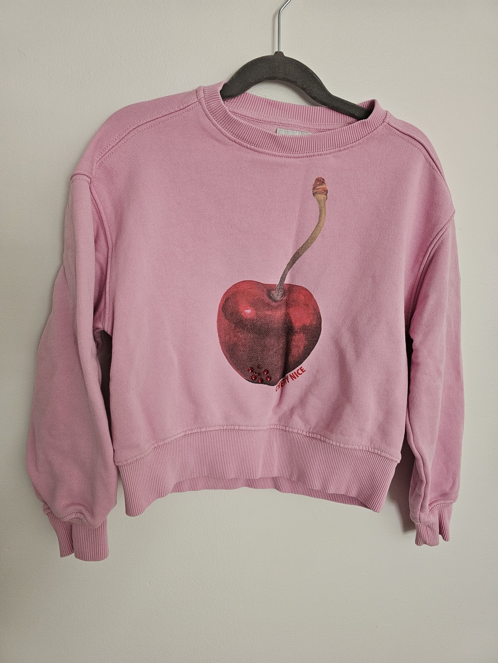 🧸2/20$ Zara Size 8-9T Girl Pink Cherry Graphic Sweatshirt